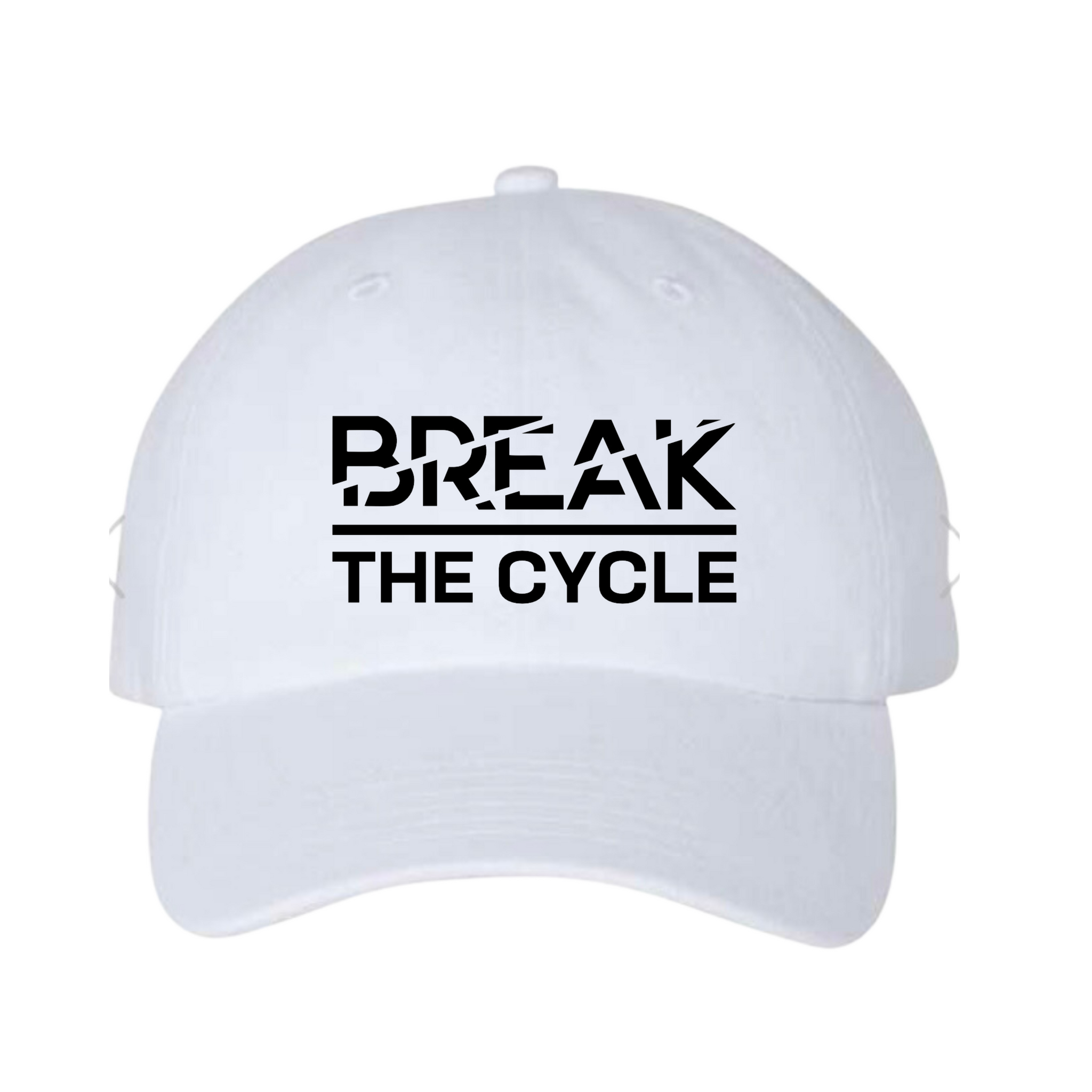 White Break The Cycle Dad Hat