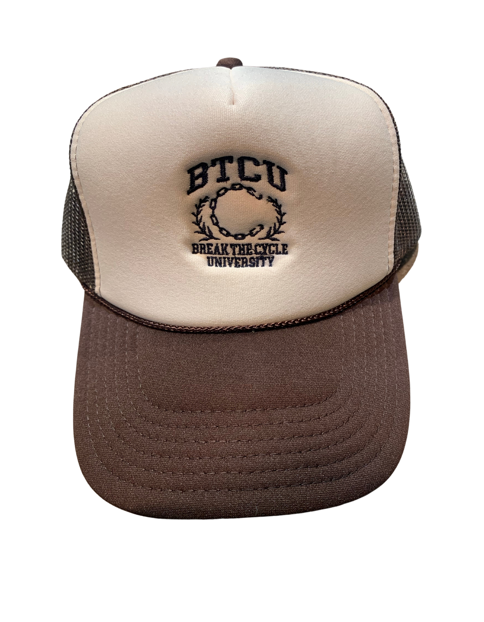 Mocha Brown BTC University Black Trucker Hat